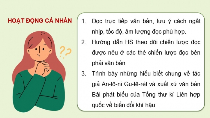 Giáo án điện tử Ngữ văn 9 chân trời Bài 6: Bài phát biểu của Tổng Thư kí Liên hợp quốc về biến đổi khí hậu (An-tô-ni-ô Gu-tê-rét)