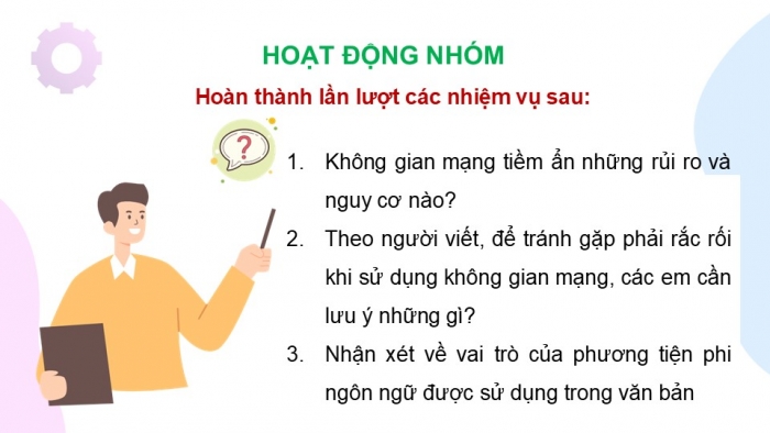 Giáo án điện tử Ngữ văn 9 chân trời Bài 6: Những điều cần biết để an toàn trong không gian mạng (dành cho trẻ em và người sắp thành niên) (UNICEF Việt Nam)