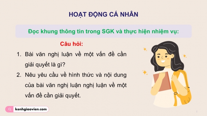 Giáo án điện tử Ngữ văn 9 chân trời Bài 6: Viết bài văn nghị luận về một vấn đề cần giải quyết