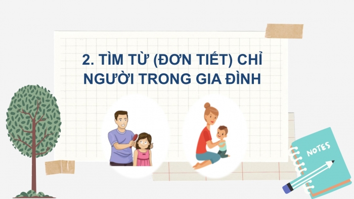 Giáo án điện tử Tiếng Việt 2 chân trời Bài 2: Mở rộng vốn từ Gia đình, Nói và đáp lời chia tay, lời từ chối