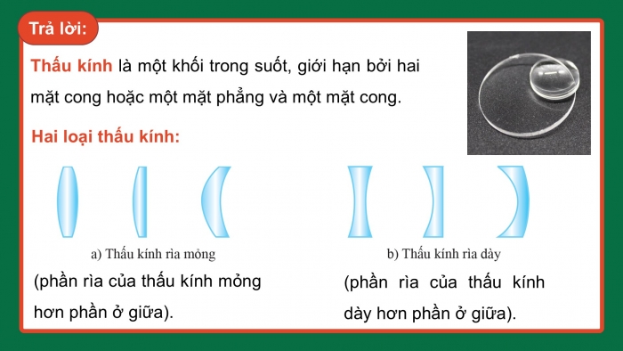 Giáo án điện tử KHTN 9 cánh diều - Phân môn Vật lí Bài 5: Sự khúc xạ ánh sáng qua thấu kính