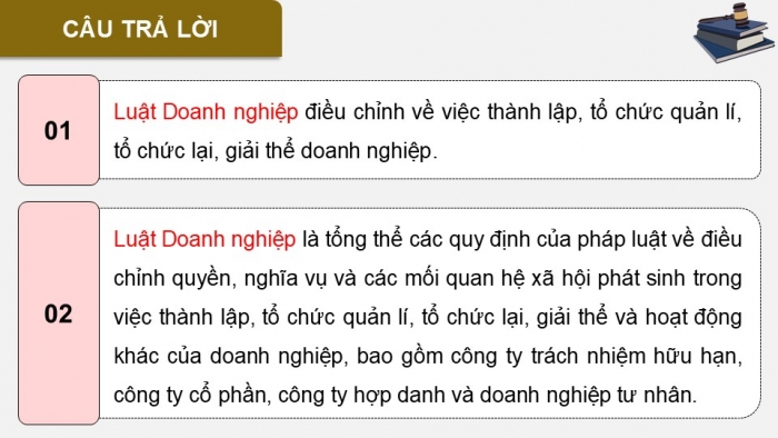 Giáo án điện tử chuyên đề Kinh tế pháp luật 12 cánh diều CĐ 2: Một số vấn đề về Luật Doanh nghiệp