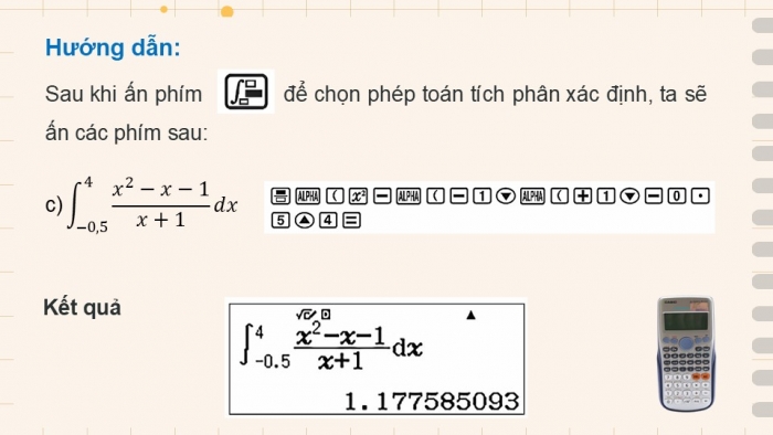 Giáo án điện tử Toán 12 chân trời Hoạt động thực hành và trải nghiệm Bài 1: Tính giá trị gần đúng tích phân bằng máy tính cầm tay