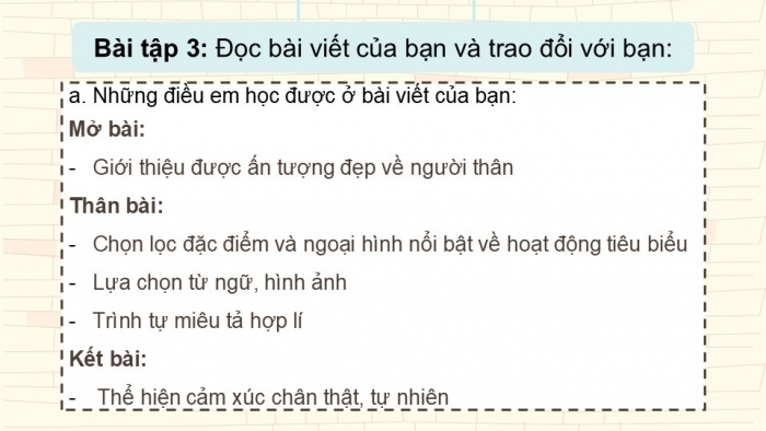 Giáo án điện tử Tiếng Việt 5 chân trời Bài 2: Trả bài văn tả người (Bài viết số 1)