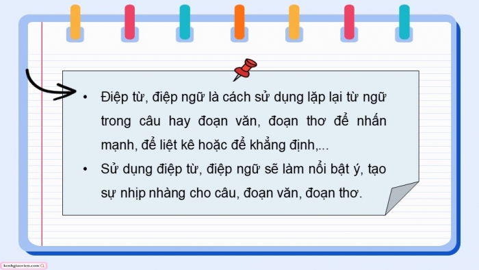 Giáo án điện tử Tiếng Việt 5 chân trời Bài 4: Biện pháp điệp từ, điệp ngữ