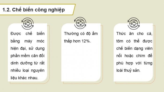 Giáo án điện tử Công nghệ 12 Lâm nghiệp Thủy sản Cánh diều Bài 17: Chế biến và bảo quản thức ăn thủy sản