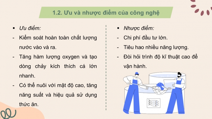 Giáo án điện tử Công nghệ 12 Lâm nghiệp Thủy sản Cánh diều Bài 20: Ứng dụng công nghệ cao trong nuôi trồng thủy sản