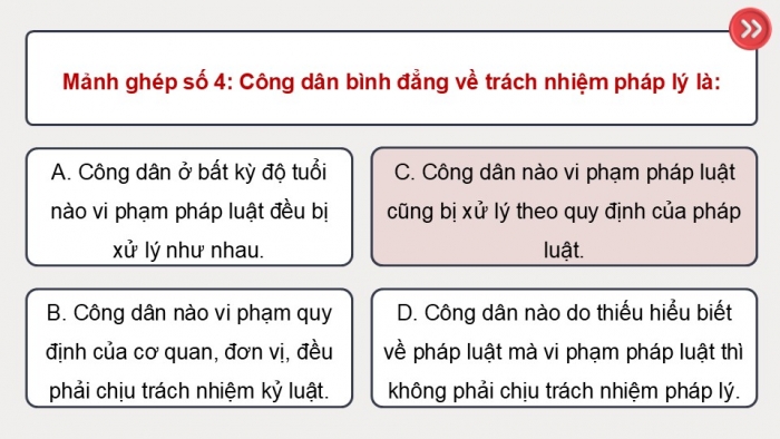 Giáo án điện tử Công dân 9 chân trời Bài 9: Vi phạm pháp luật và trách nhiệm pháp lí (P2)