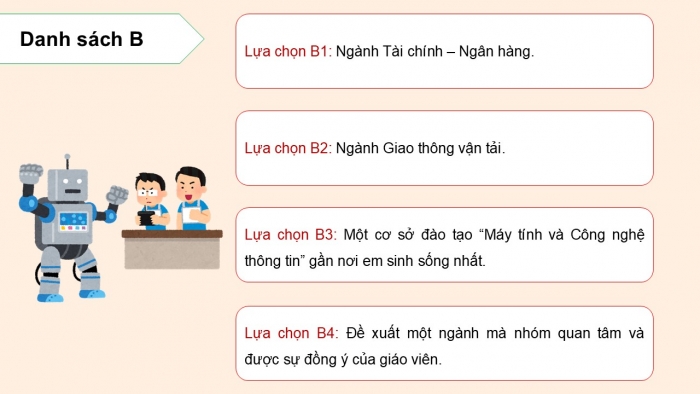 Giáo án điện tử Khoa học máy tính 12 cánh diều Bài 3: Dự án nhỏ Tìm hiểu thông tin tuyển sinh và hướng nghiệp về lĩnh vực đào tạo 