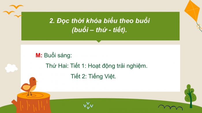 Giáo án điện tử Tiếng Việt 2 chân trời Bài 2: Đọc Thời khoá biểu, Nghe – viết Chuyện của thước kẻ, Phân biệt g/gh, ch/tr, ao/au