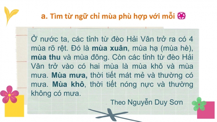 Giáo án điện tử Tiếng Việt 2 chân trời Bài 2: Mở rộng vốn từ Bốn mùa, Nói và đáp lời mời, lời khen ngợi