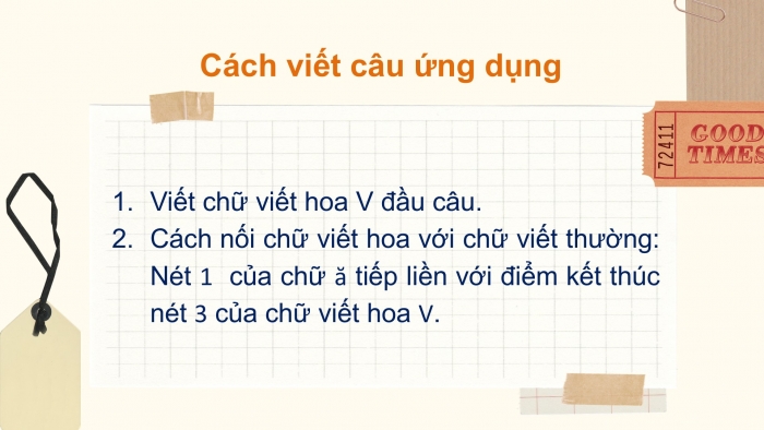 Giáo án điện tử Tiếng Việt 2 chân trời Bài 3: Viết chữ hoa V, Từ chỉ đặc điểm, Câu kiểu Ai thế nào?, dấu chấm, dấu chấm than