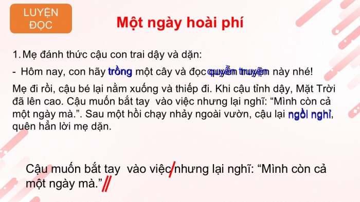 Giáo án điện tử Tiếng Việt 2 cánh diều Bài 2: Một ngày hoài phí