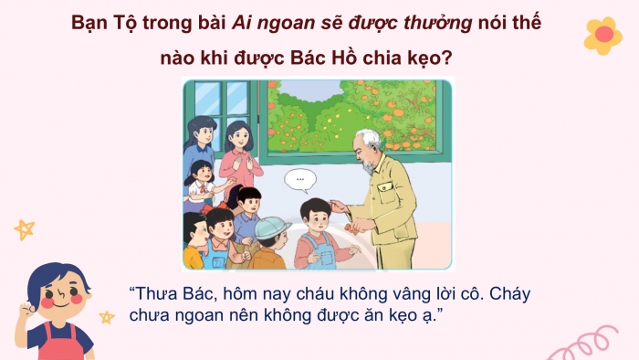 Giáo án điện tử Tiếng Việt 2 chân trời Bài 2: Mở rộng vốn từ Bác Hồ kính yêu, Nói và đáp lời từ chối, lời bày tỏ sự ngạc nhiên, vui mừng