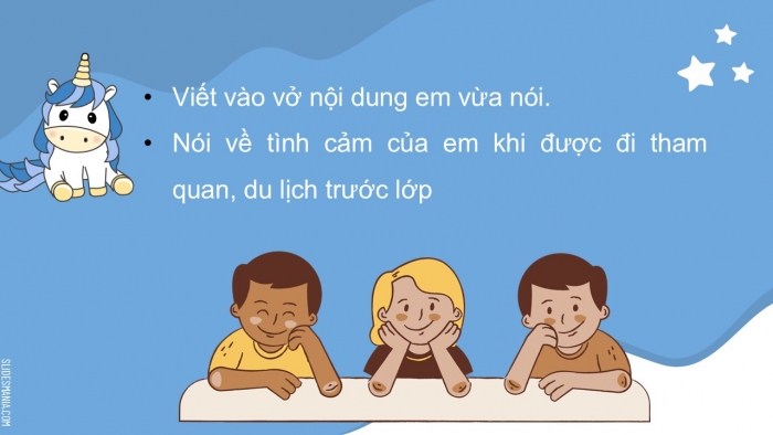 Giáo án điện tử Tiếng Việt 2 chân trời Bài 6: Luyện tập nói, viết về tình cảm với một sự việc (tiếp theo)