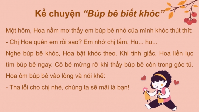 Giáo án điện tử tiếng Việt 2 kết nối Bài 23: Kể chuyện Búp bê biết khóc