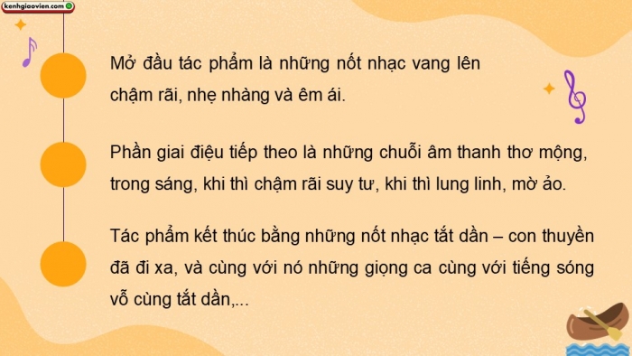 Giáo án điện tử Âm nhạc 9 cánh diều Bài 7 Tiết 2: Nghe tác phẩm Tháng Sáu Khúc hát người chèo thuyền, Nhạc sĩ Pyotr Ilyich Tchaikovsky, Ôn tập bài hát Dòng sông quê hương