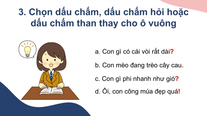 Giáo án điện tử Tiếng Việt 2 kết nối Bài 10: Mở rộng vốn từ về muông thú; Dấu chấm, dấu chấm hỏi, dấu chấm than