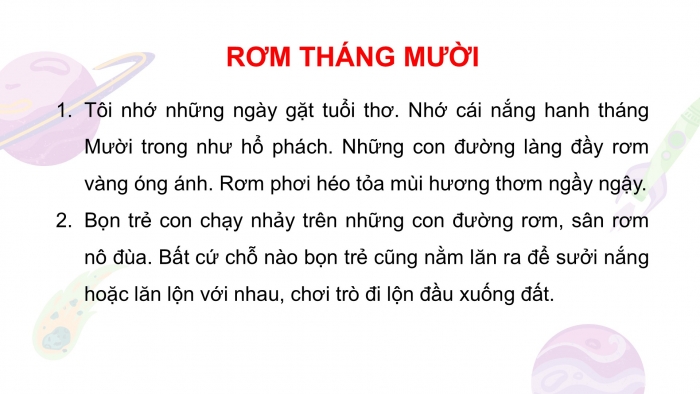 Giáo án điện tử Tiếng Việt 2 cánh diều Bài 30: Rơm tháng Mười