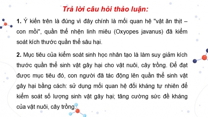 Giáo án điện tử chuyên đề Sinh học 12 chân trời Bài 5: Khái quát về kiểm soát sinh học