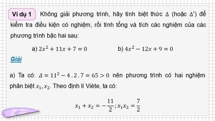 Giáo án điện tử Toán 9 kết nối Bài 20: Định lí Viète và ứng dụng