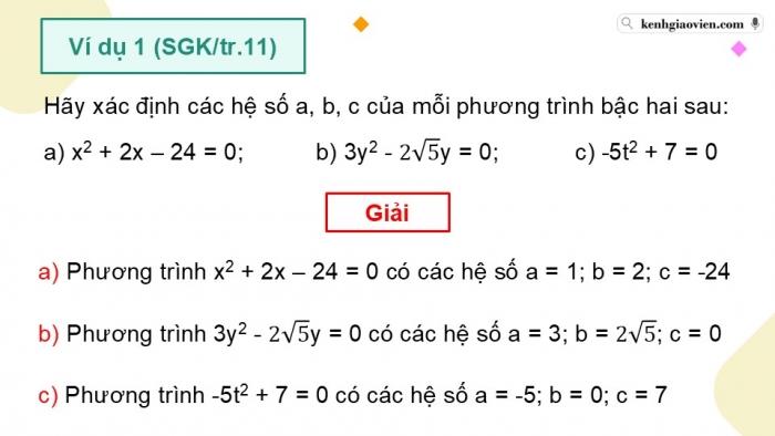 Giáo án điện tử Toán 9 chân trời Bài 2: Phương trình bậc hai một ẩn