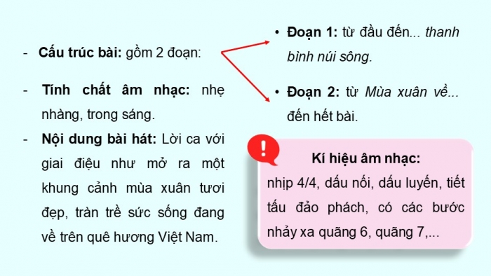 Giáo án điện tử Âm nhạc 9 chân trời Bài 11: Hát Mùa xuân đã về, Nhạc cụ thể hiện giai điệu Bài thực hành số 3