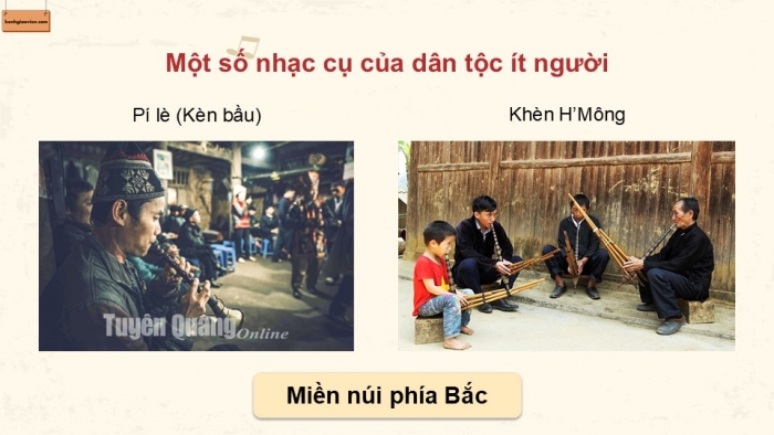 Giáo án điện tử Âm nhạc 9 chân trời Bài 13: Thường thức âm nhạc Trống paranưng và đàn k'lông pút, Nghe nhạc Mùa xuân đến