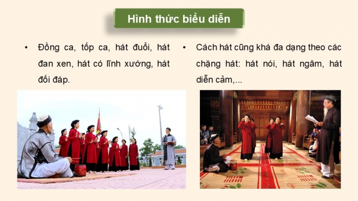 Giáo án điện tử Âm nhạc 9 chân trời Bài 16: Thường thức âm nhạc Một số di sản văn hoá phi vật thể, Nghe nhạc Mó cá (Hát xoan Phú Thọ)