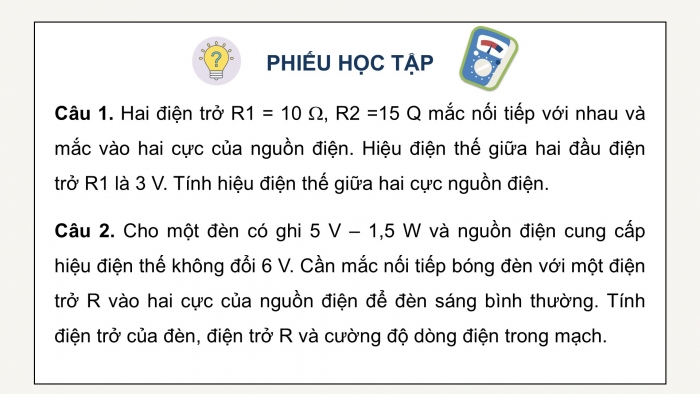 Giáo án điện tử KHTN 9 cánh diều - Phân môn Vật lí Bài tập (Chủ đề 3)