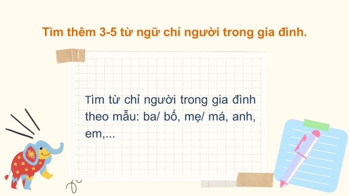 Giáo án điện tử Tiếng Việt 2 chân trời Bài 2: Mở rộng vốn từ Gia đình, Nói và đáp lời chia tay, lời từ chối