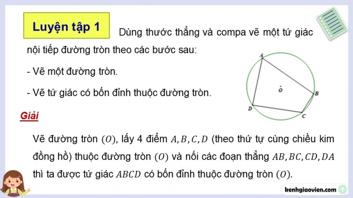 Giáo án điện tử Toán 9 cánh diều Bài 2: Tứ giác nội tiếp đường tròn