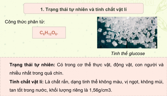 Giáo án điện tử KHTN 9 cánh diều - Phân môn Hoá học Bài 26: Glucose và saccharose