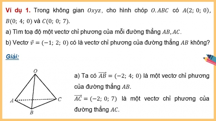 Giáo án điện tử Toán 12 chân trời Bài 2: Phương trình đường thẳng trong không gian