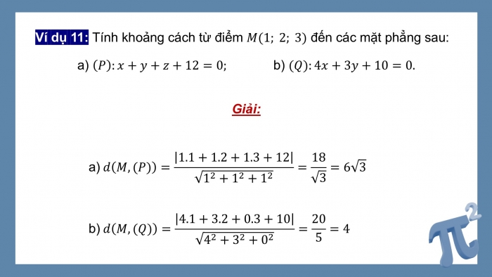 Giáo án điện tử Toán 12 chân trời Bài 1: Phương trình mặt phẳng (P2)