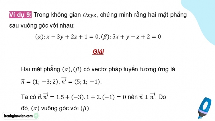 Giáo án điện tử Toán 12 kết nối Bài 14: Phương trình mặt phẳng (P2)