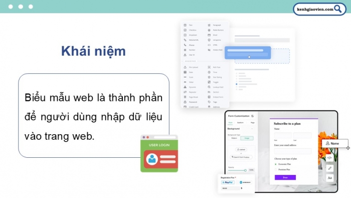 Giáo án điện tử Tin học ứng dụng 12 chân trời Bài F5: Tạo biểu mẫu trong trang web