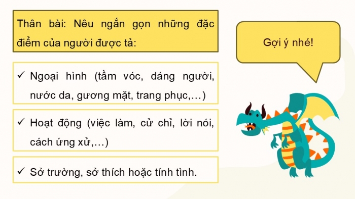 Giáo án điện tử Tiếng Việt 5 kết nối Bài 4: Lập dàn ý cho bài văn tả người