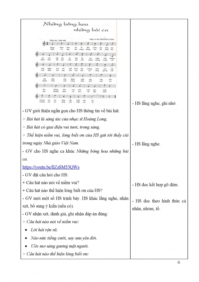 Giáo án và PPT Âm nhạc 5 cánh diều Tiết 10: Ôn tập bài hát Khăn quàng thắp sáng bình minh, Nghe nhạc Những bông hoa, những bài ca