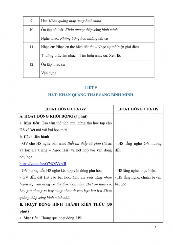 Giáo án và PPT Âm nhạc 5 cánh diều Tiết 9: Hát Khăn quàng thắp sáng bình minh