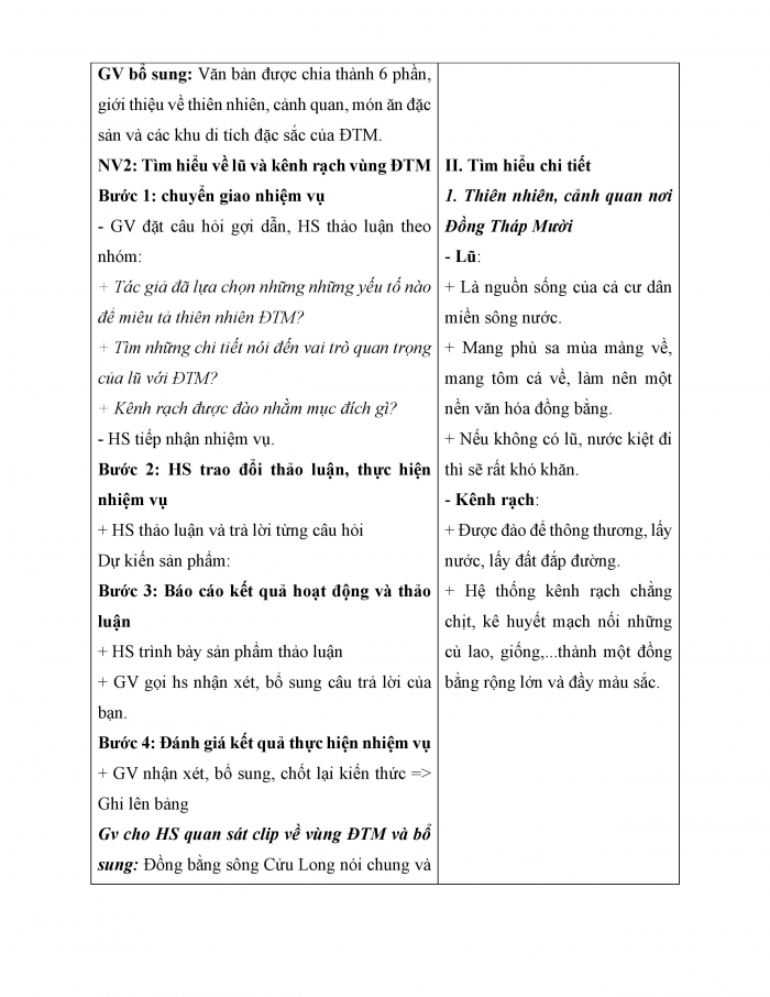 Giáo án và PPT Ngữ văn 6 cánh diều Bài 3: Đồng Tháp Mười mùa nước nổi