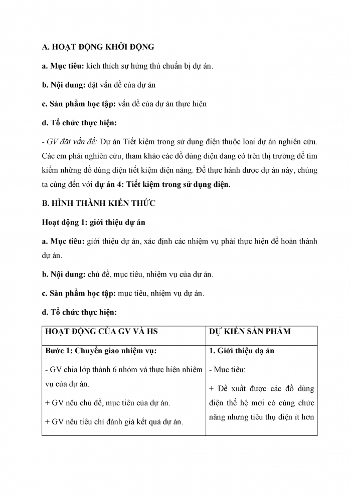 Giáo án và PPT Công nghệ 6 chân trời Dự án 4: Tiết kiệm trong sử dụng điện