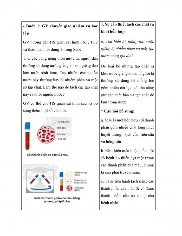 Giáo án và PPT KHTN 6 chân trời Bài 16: Một số phương pháp tách chất ra khỏi hỗn hợp
