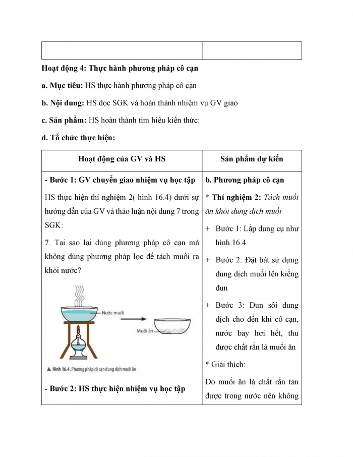Giáo án và PPT KHTN 6 chân trời Bài 16: Một số phương pháp tách chất ra khỏi hỗn hợp