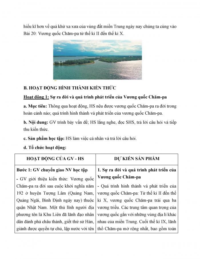 Giáo án và PPT Lịch sử 6 chân trời Bài 20: Vương quốc Chăm-pa từ thế kỉ II đến thế kỉ X