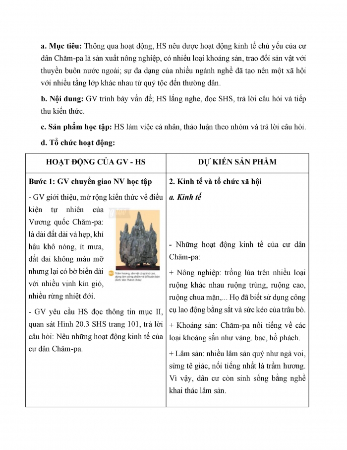 Giáo án và PPT Lịch sử 6 chân trời Bài 20: Vương quốc Chăm-pa từ thế kỉ II đến thế kỉ X