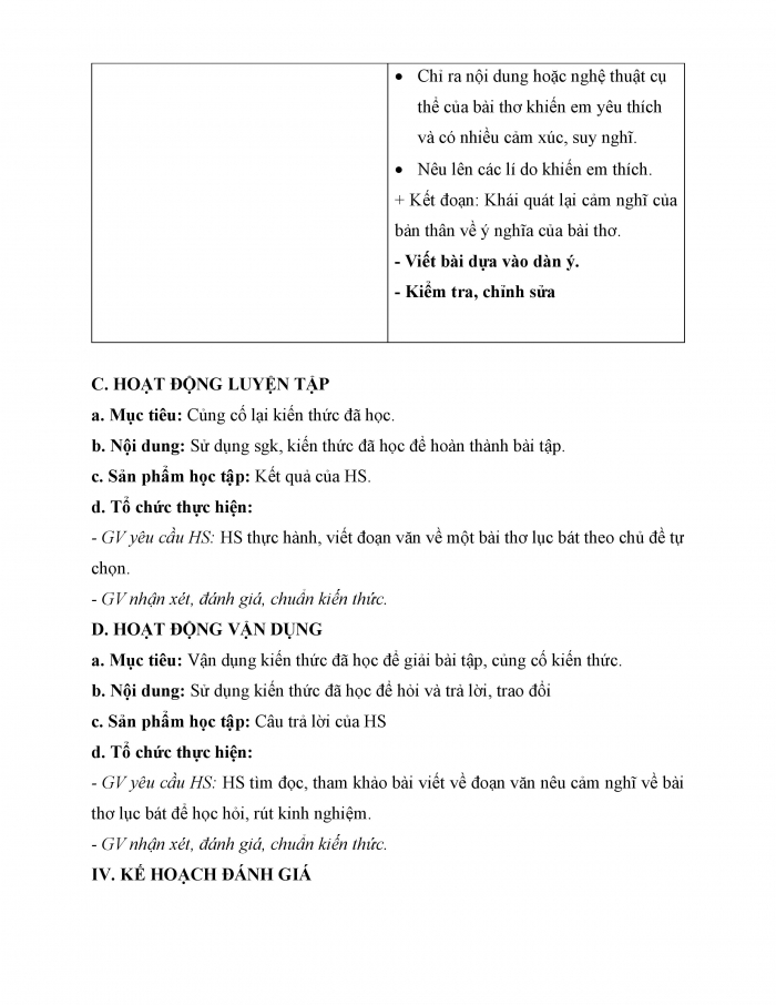 Giáo án và PPT Ngữ văn 6 cánh diều Bài 4: Viết đoạn văn ghi lại cảm nghĩ về bài thơ lục bát