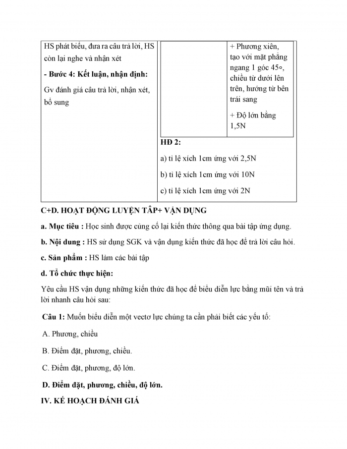 Giáo án và PPT KHTN 6 kết nối Bài 41: Biểu diễn lực