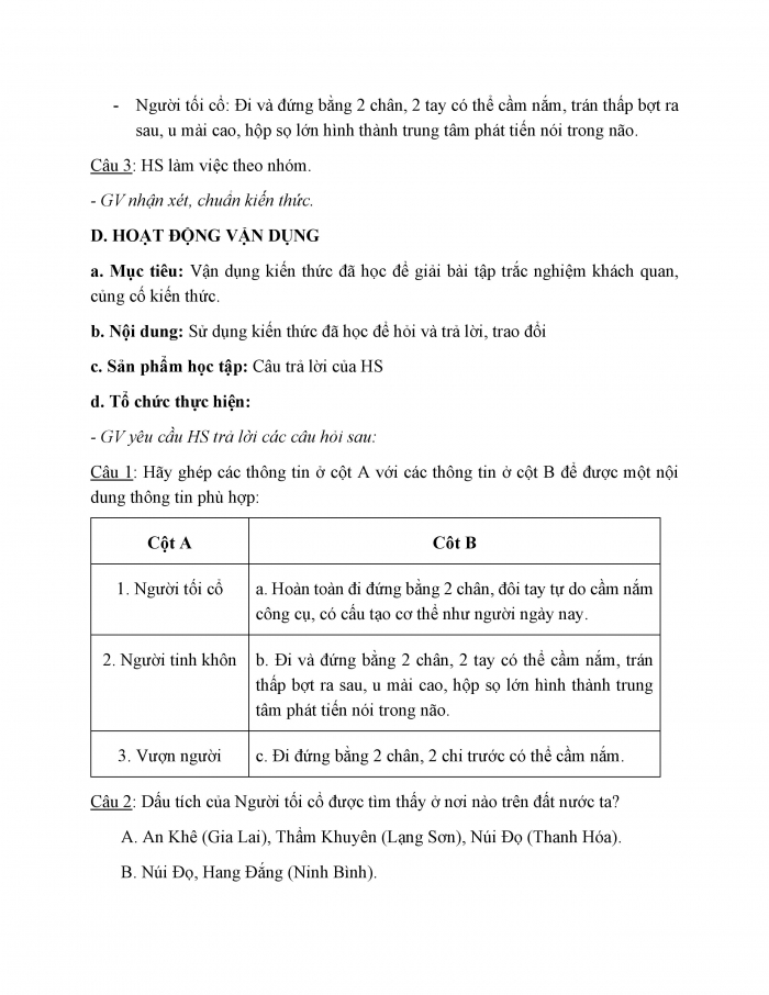 Giáo án và PPT Lịch sử 6 kết nối Bài 4: Nguồn gốc loài người