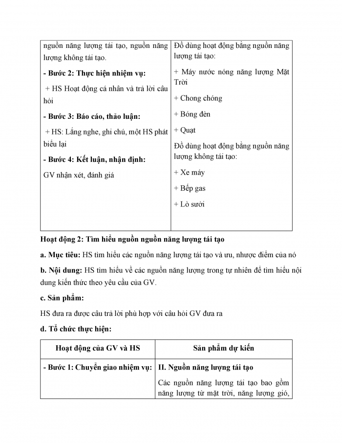 Giáo án và PPT KHTN 6 kết nối Bài 50: Năng lượng tái tạo